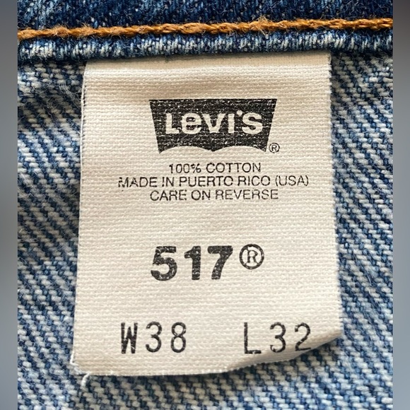 VTG 90’s Levi’s 517 Orange Tab Boot Cut Jeans Men’s 38x31 Whiskers Great Patina - Picture 3 of 9